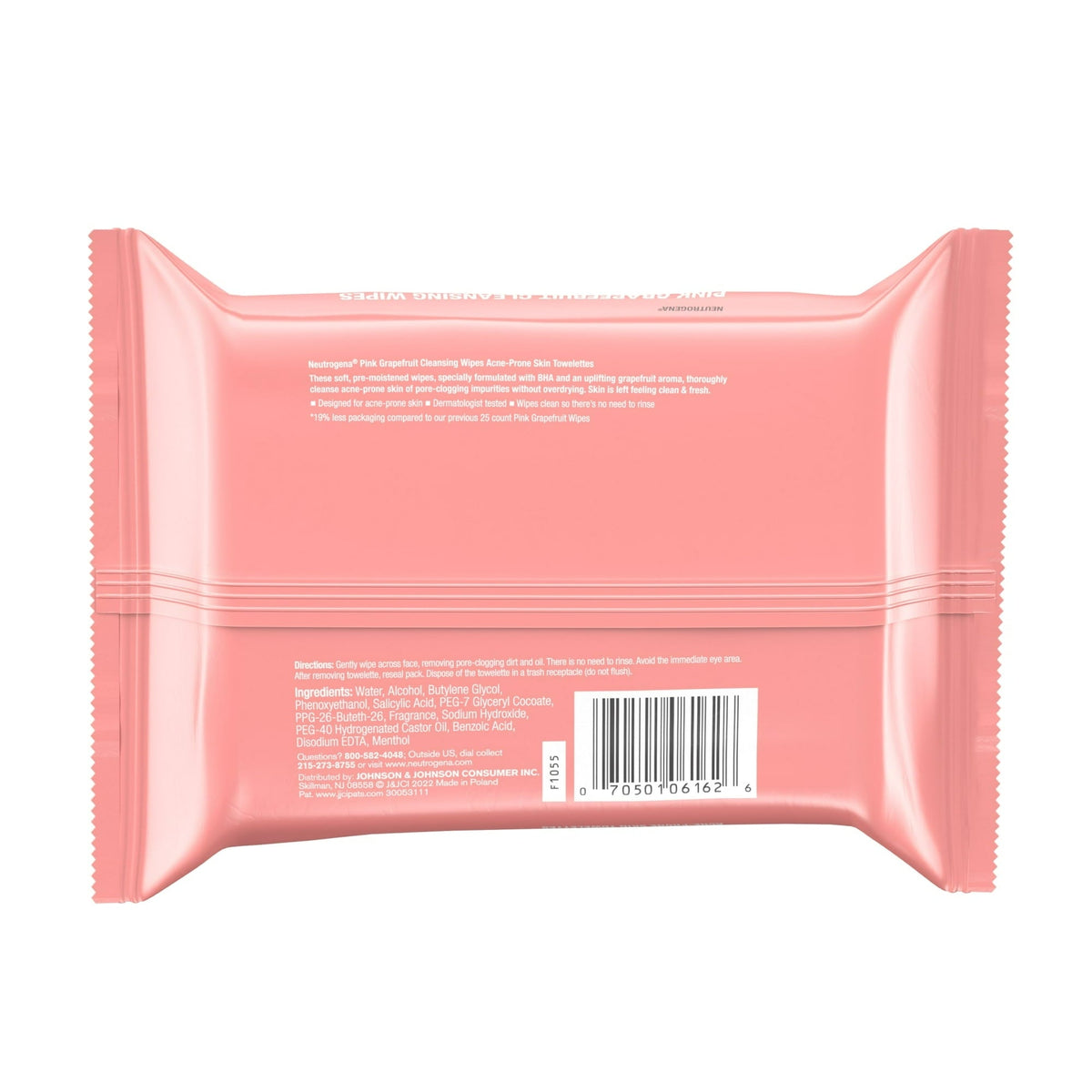 Neutrogena Oil-Free Facial Cleansing Wipes, Pink Grapefruit, 25 Count