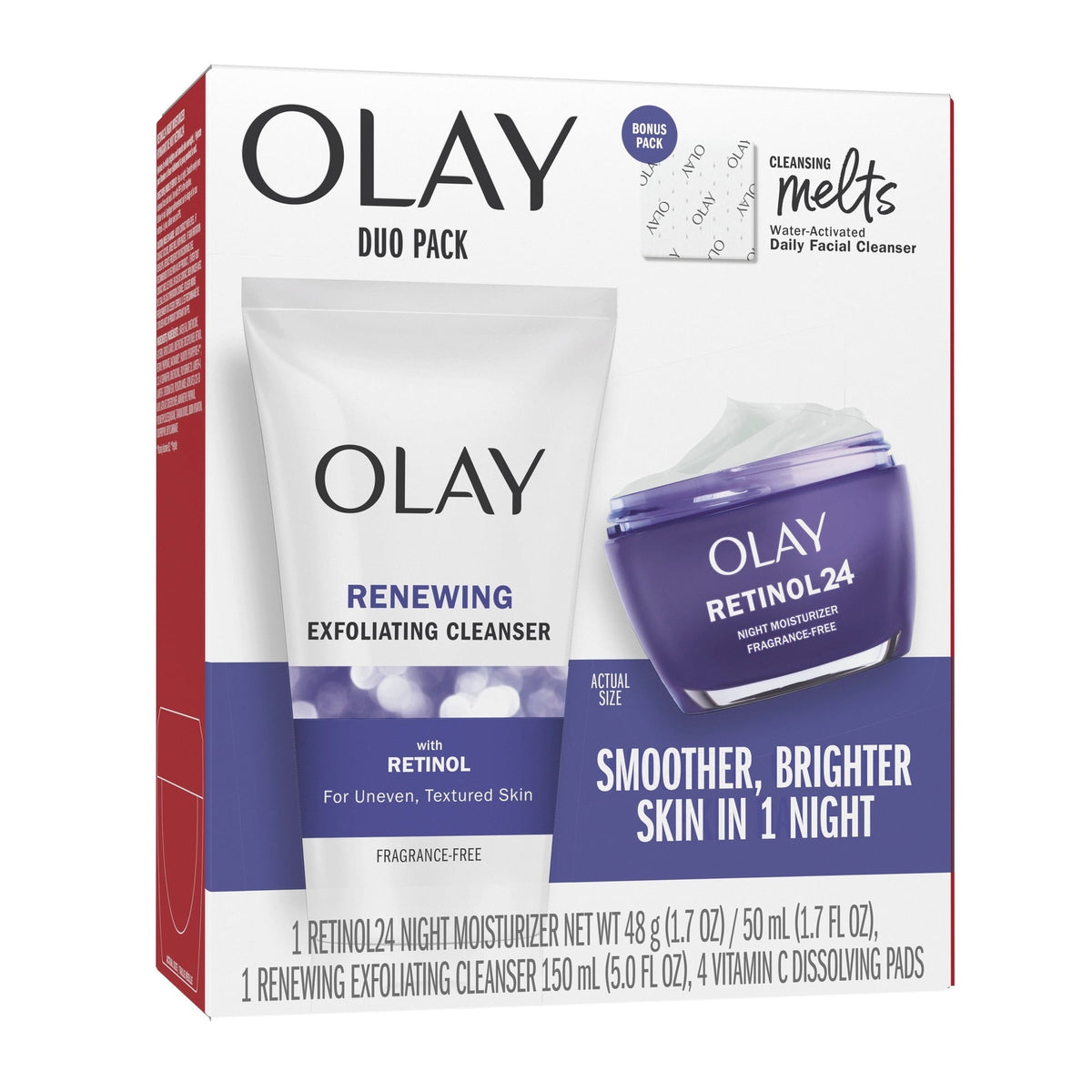 Olay Skin Care Beauty Retinol Duo Pack, Face Moisturizer & Face Wash, Smoothing and Anti-Aging, 1.7 oz