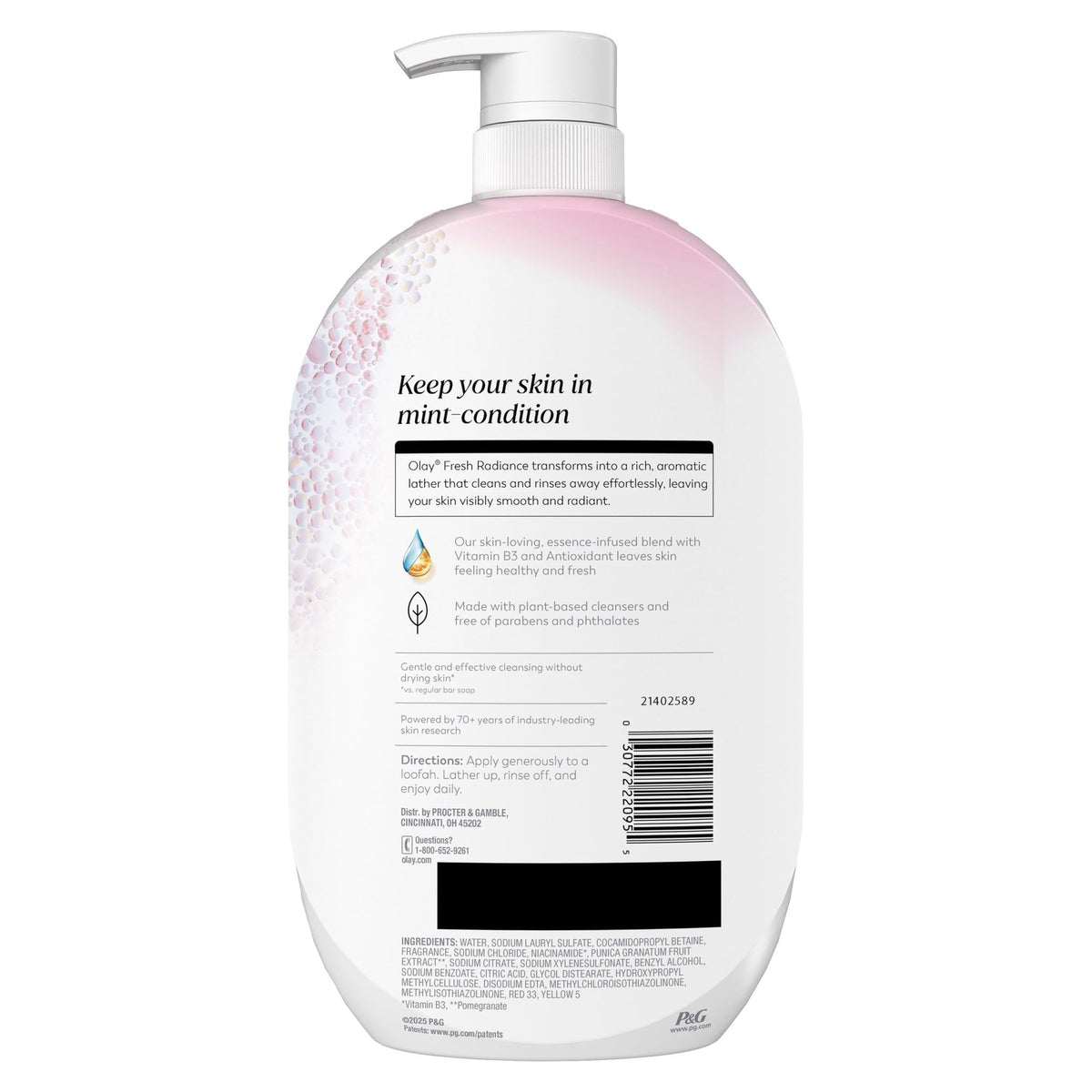 Olay Fresh Radiance Body Wash, Strawberry & Mint, with Vitamin B3, 35oz