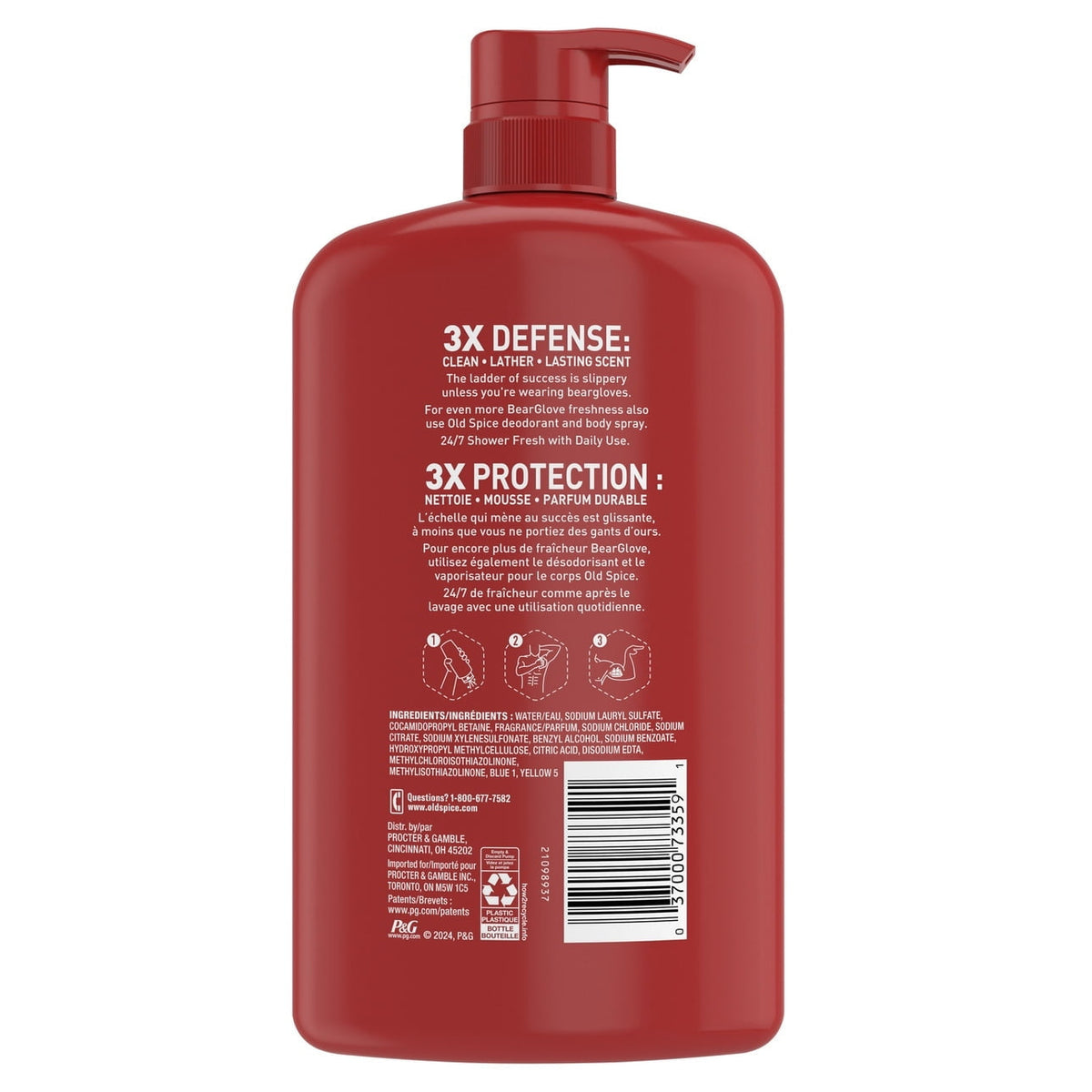 Old Spice Men's Body Wash, Bearglove, Long Lasting Lather, 33.4 fl oz