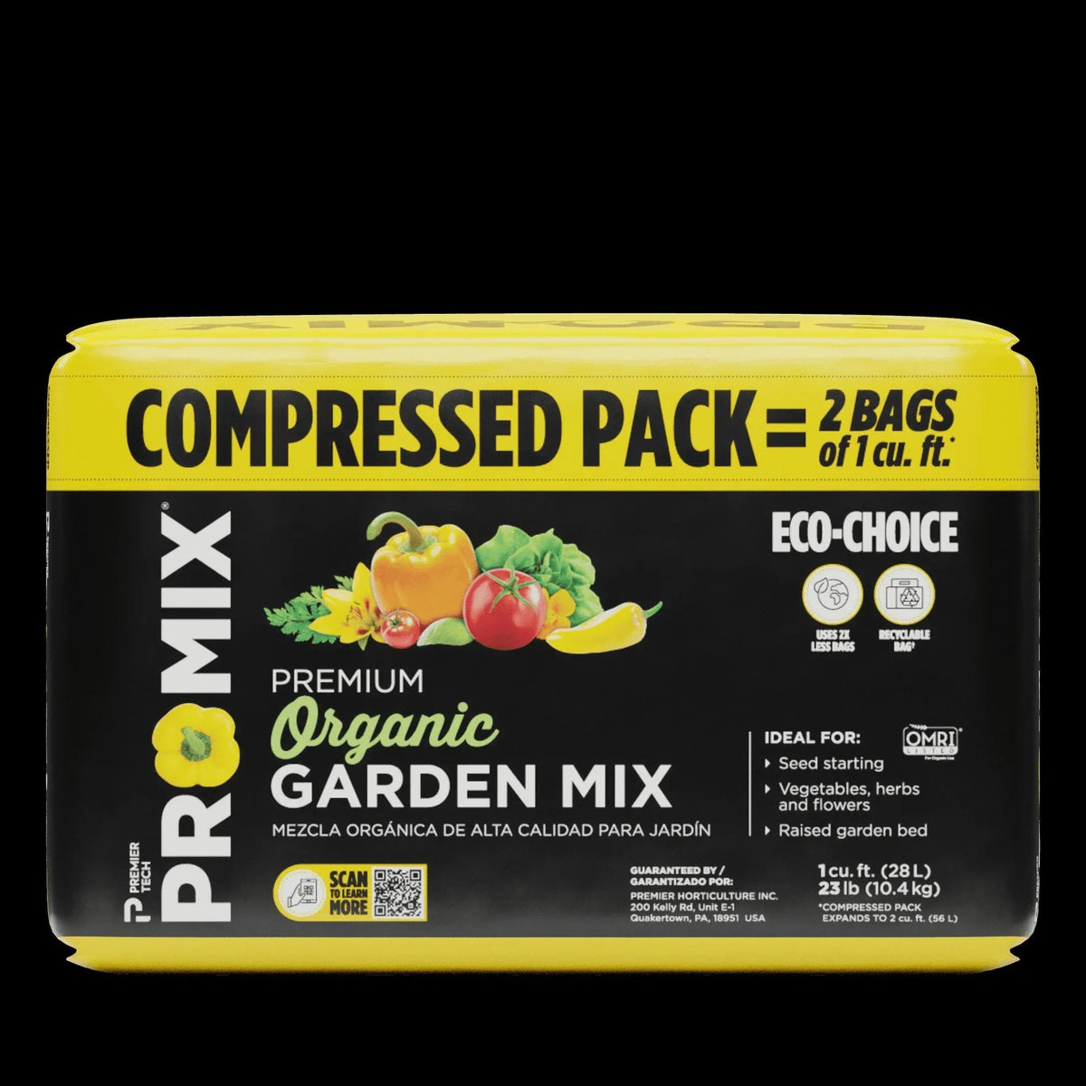 PRO-MIX Premium Organic Garden Soil Mix, 2 Cu ft Compressed Bale