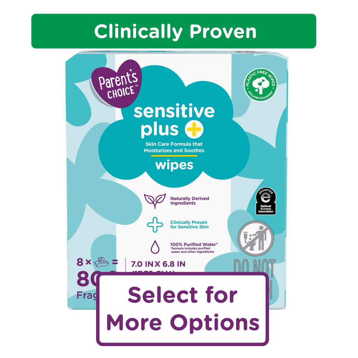 Parent's Choice Sensitive Plus Baby Wipes, 200 Count