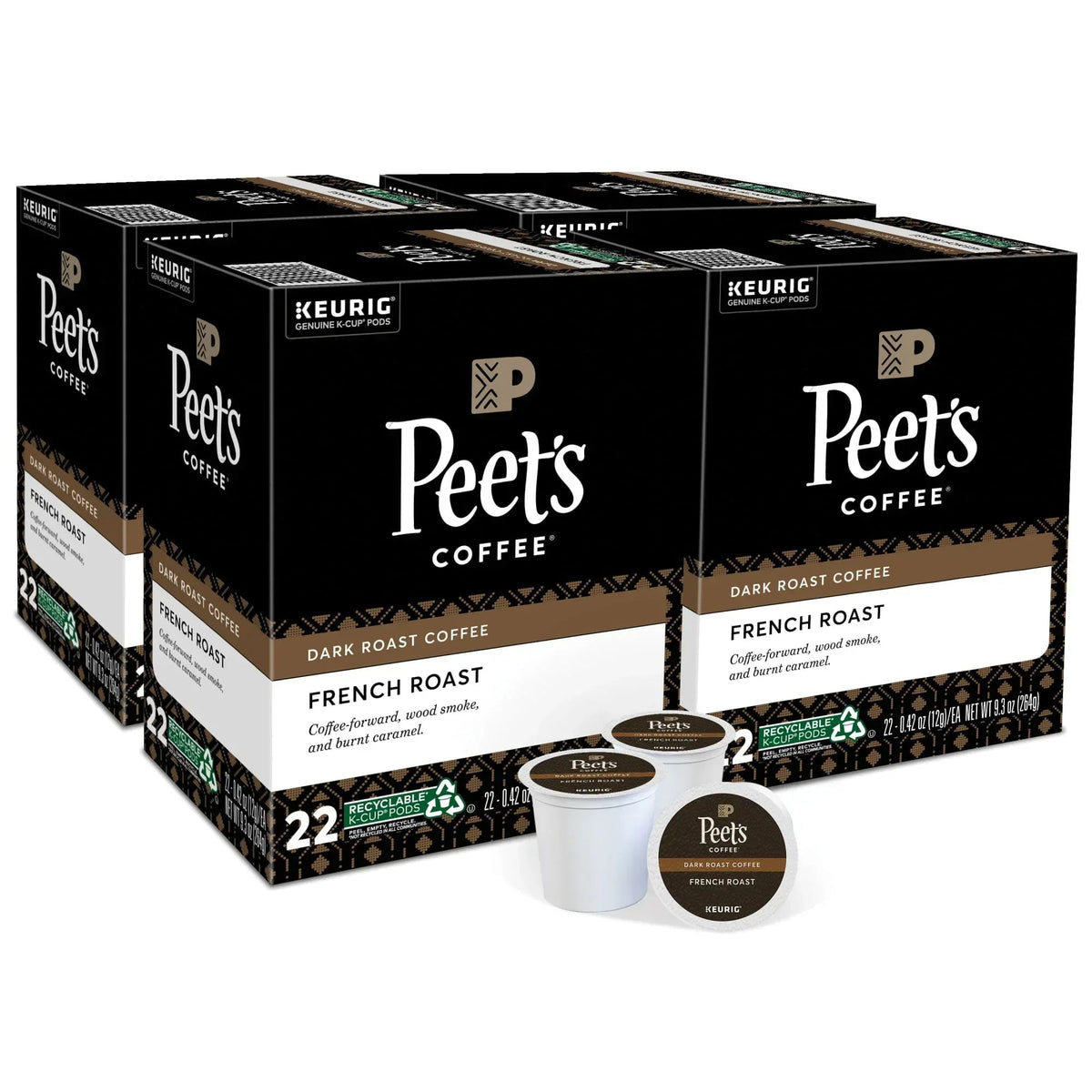 Peet's Coffee French Roast Premium Dark Roast Single Serve Coffee Pods, 22 Count
