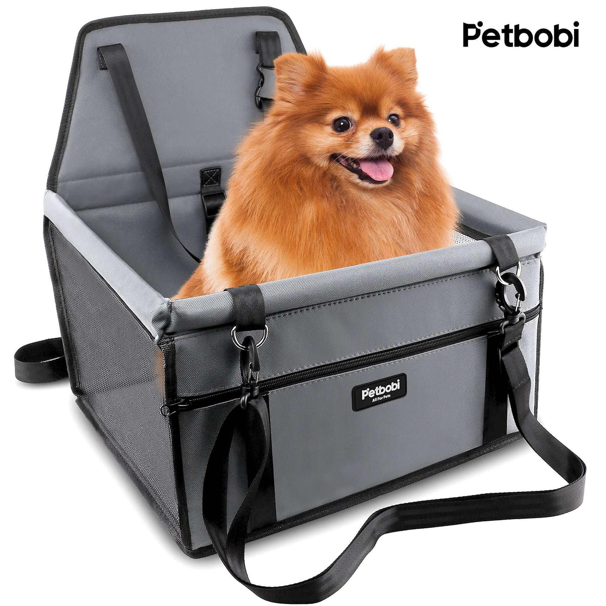 Petbobi Dog Car Booster Seat Travel Carrier for Dog Cat Portable Travel Bag with Seat Belt Safety Stable for Travel Pet Car Seat with Clip on Leash and Storage Package