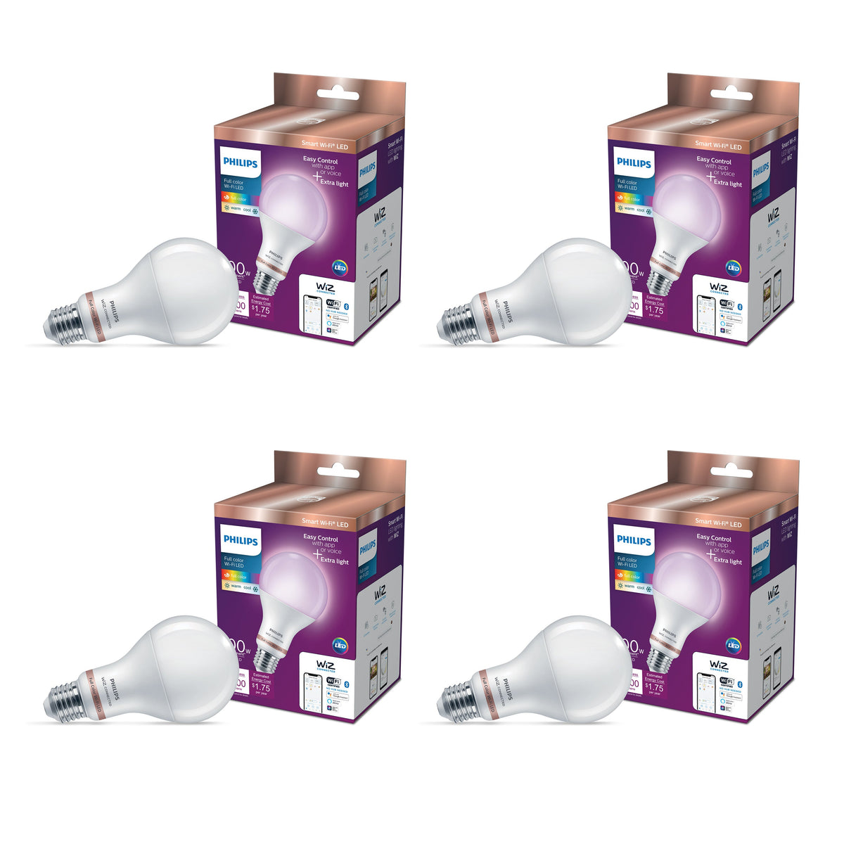 Philips Smart LED 60-Watt A19 General Purpose Light Bulb, Frosted Color & Tunable White, Dimmable, E26 Medium Base (1-Pack)