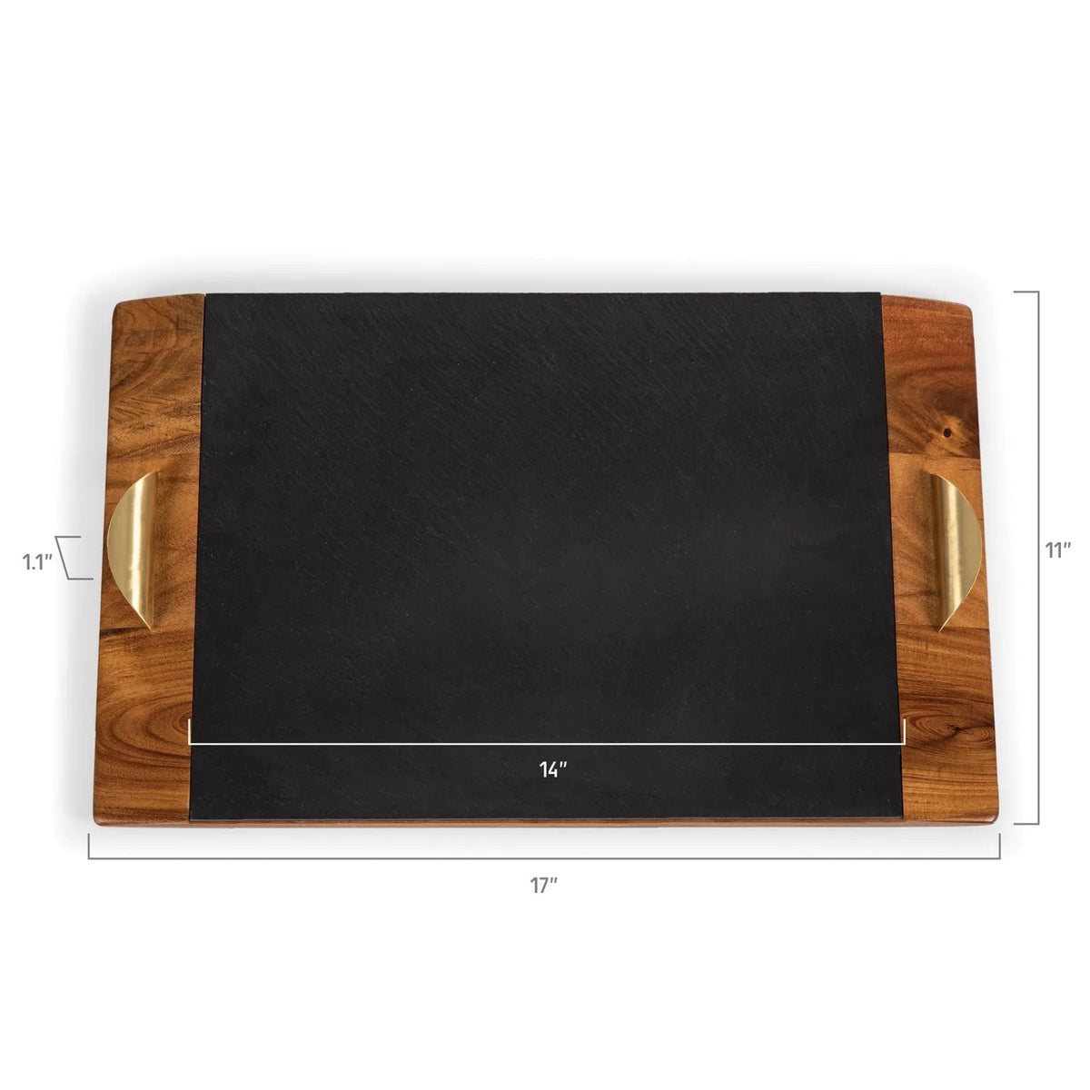 Picnic Time Covina Acacia Wood & Slate Serving Tray