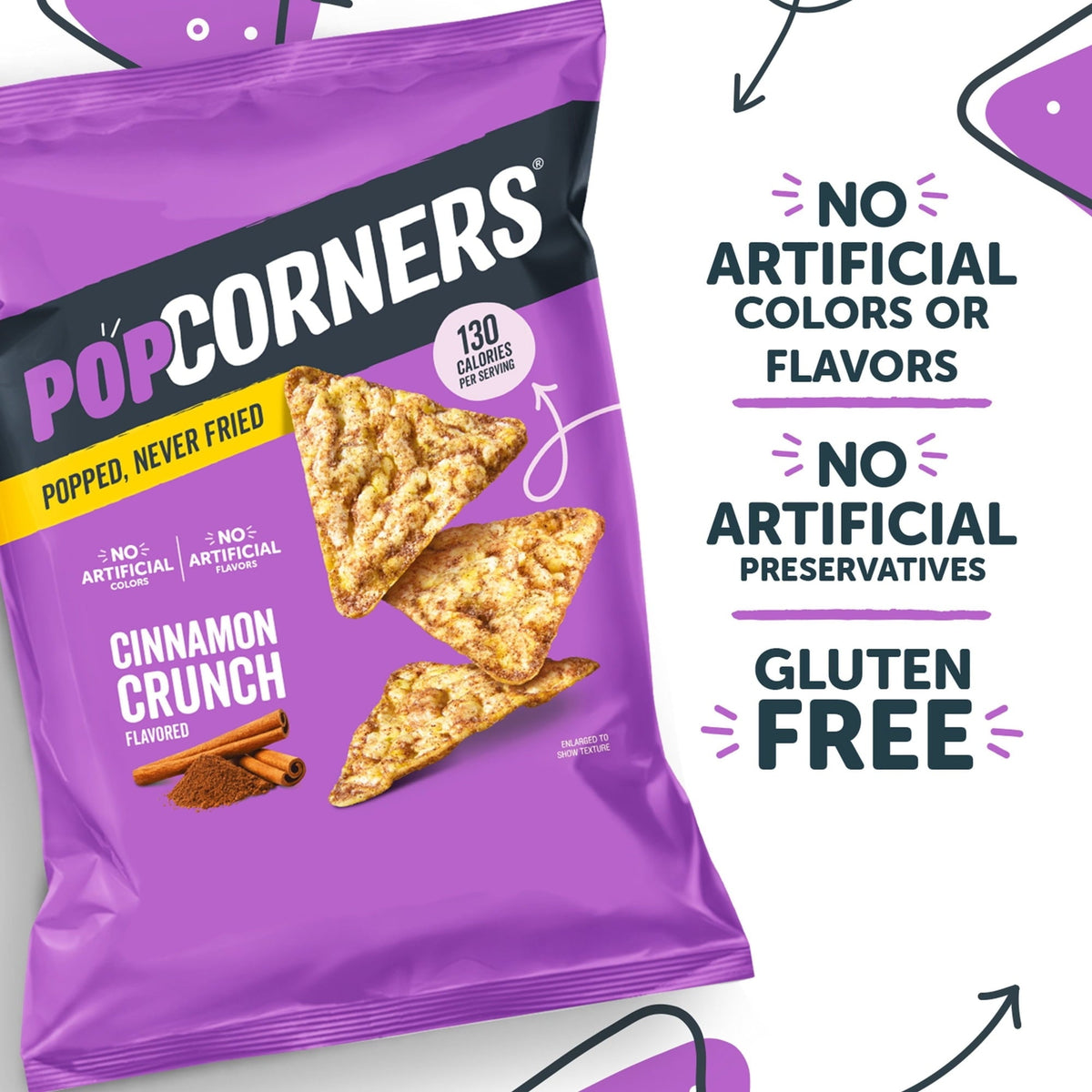 PopCorners Cinnamon Crunch Popped-Corn Snack, 18 oz. (PACK OF 3 )