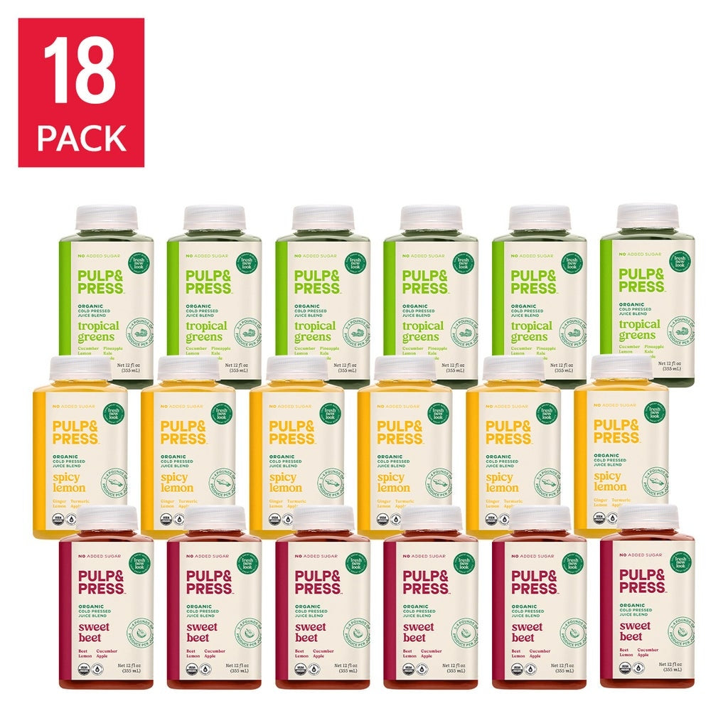 Pulp & Press Organic Cold-Pressed Juice Variety Pack, 18-pack