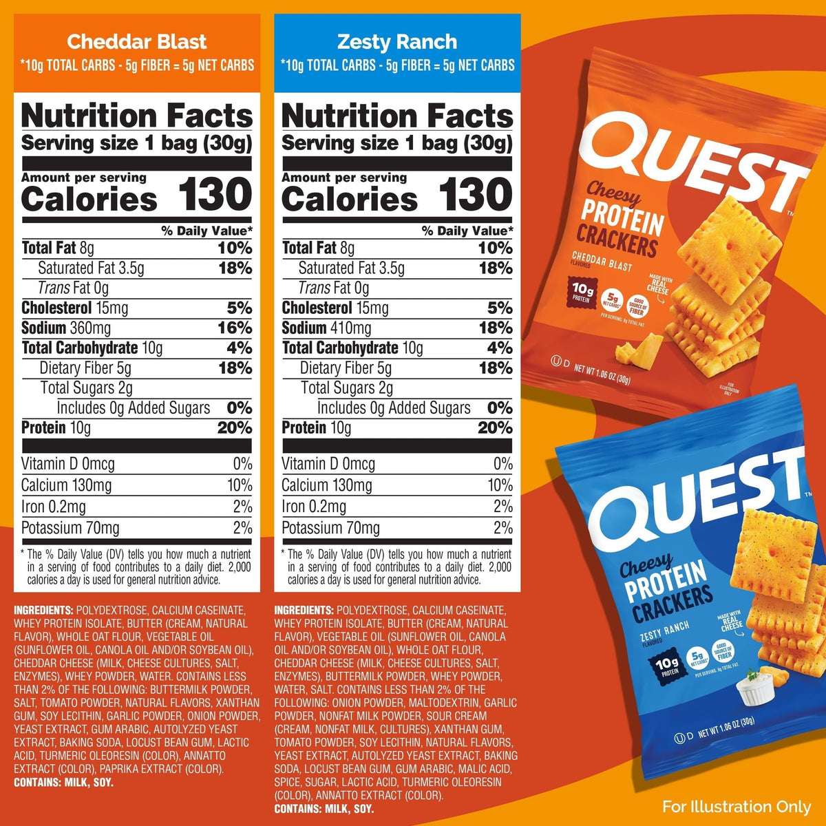 Quest Cheesy 10g Protein Crackers Variety Pack, 14 ct.