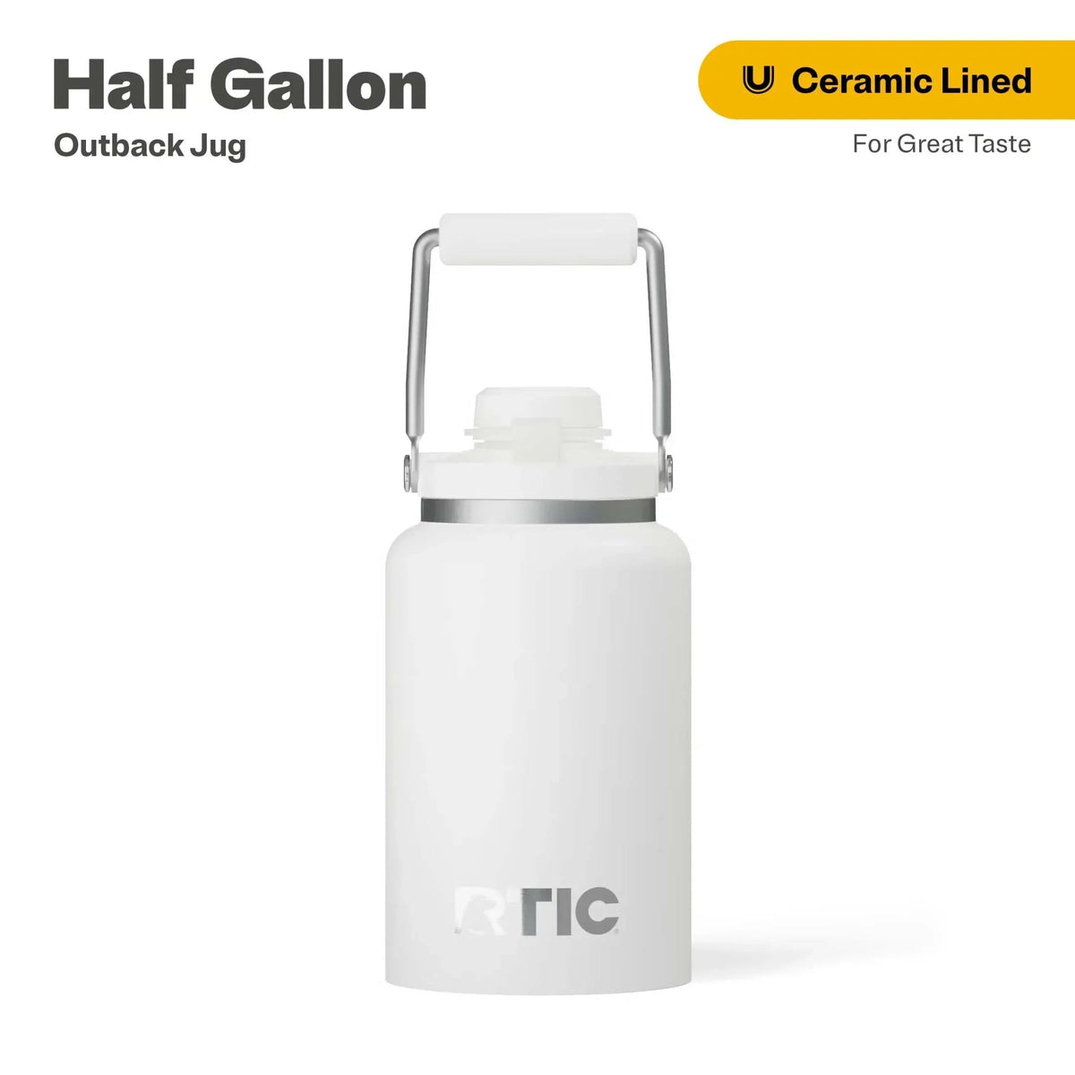 RTIC Half Gallon Ceramic Lined Insulated Outback Water Bottle Jug, Leak Proof