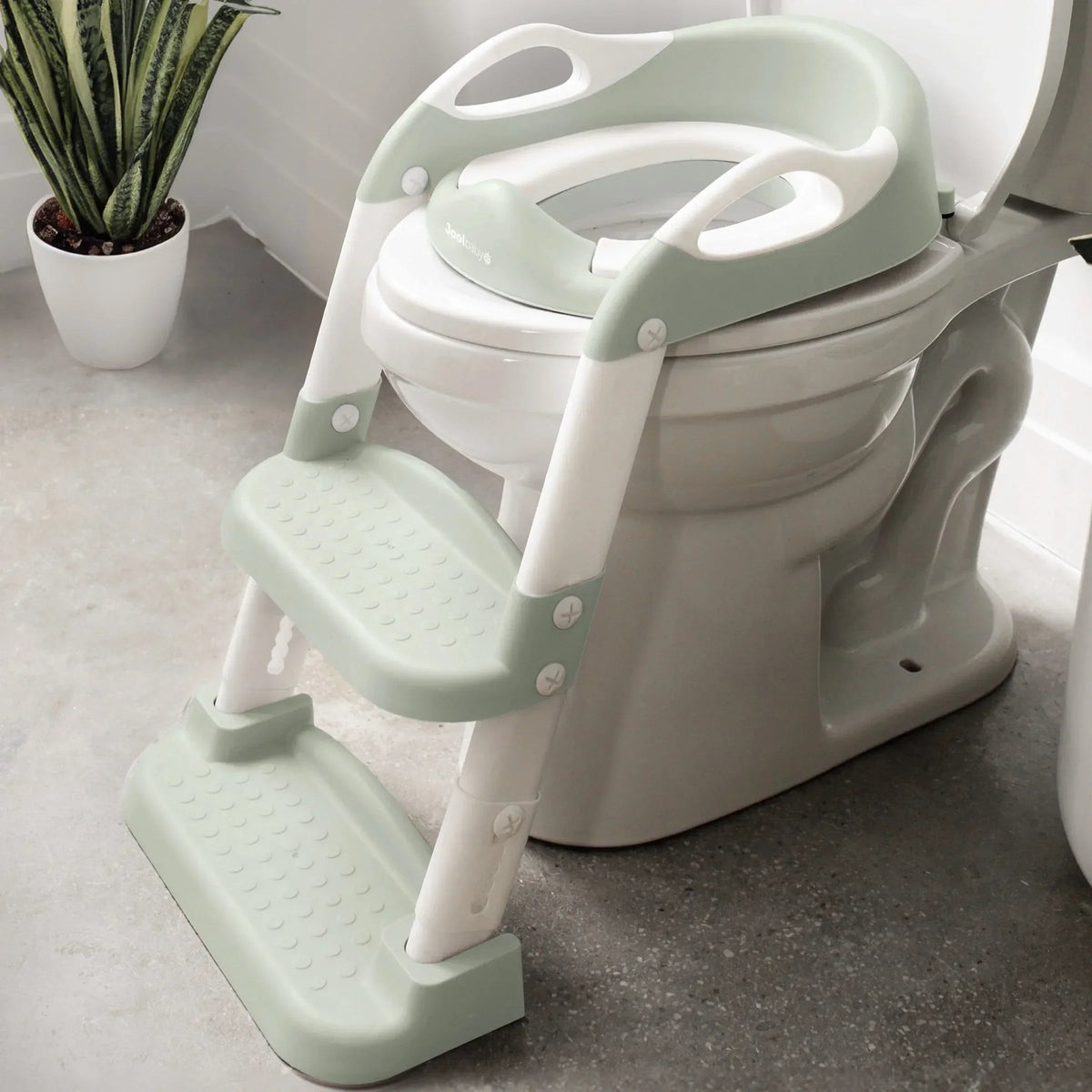 Jool Baby Potty Training Seat with 2 Step Ladder for Toddlers – Splash Guard, Adjustable Height (Gray)