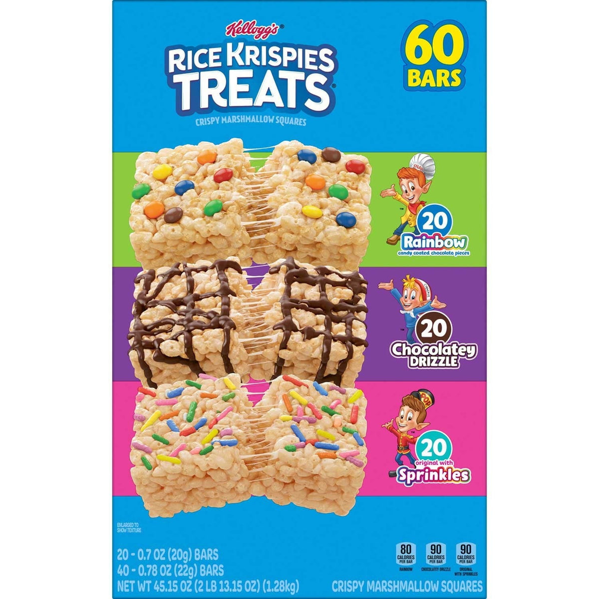 Rice Krispies Treats Squares Snack Bars, Variety Pack, 60 ct. (PACK OF 3 )