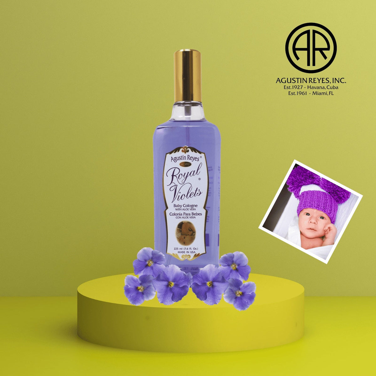 Royal Violets Baby Cologne with Aloe Vera for Baby Sensitive Skin, 7.6 fl oz, Bottle