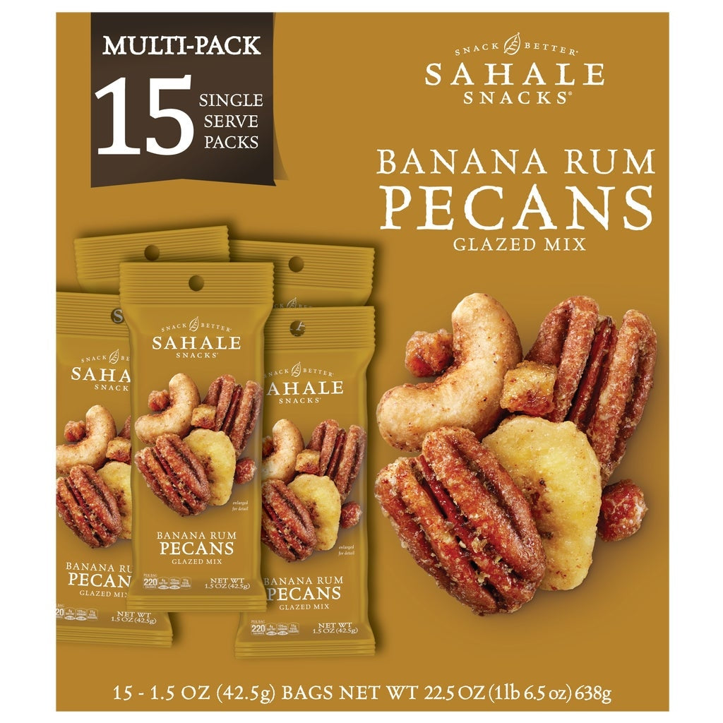 Sahale Snacks Pecans Glazed Mix, Banana Rum, 1.5 oz, 15-count