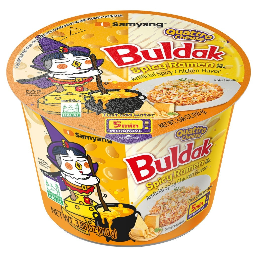 Samyang Buldak Spicy Ramen Bowl, Quattro Cheese, Spicy Chicken, 3.8 oz, 6-count