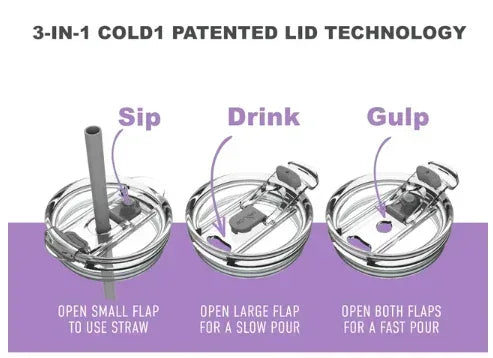 Reduce Slim Cold1 Tumbler with Straw, Lid & Handle - Insulated Stainless Steel with 3-Way Lid - 40oz