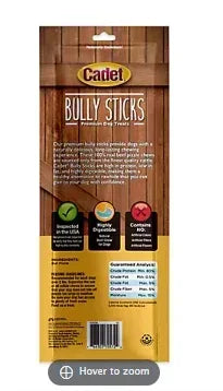 Cadet Large Beef Bully Sticks for Dogs, 6 ct.