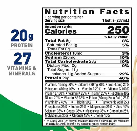 BOOST 20g High Protein Nutritional Drink, Very Vanilla 8 fl. oz., 28 ct.