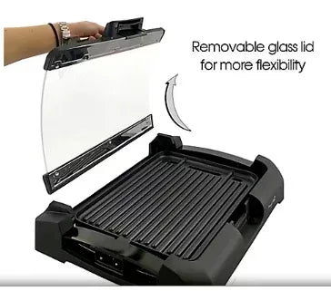 MegaChef Reversible Indoor Grill and Griddle with Removable Glass Lid