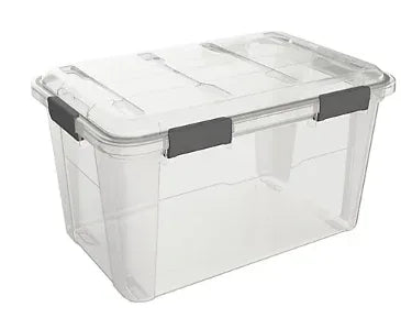 Ezy Storage Waterproof Clear Latching Tote, 50 L