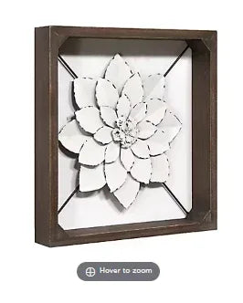 Stratton Home Decor Framed Metal Flower - White
