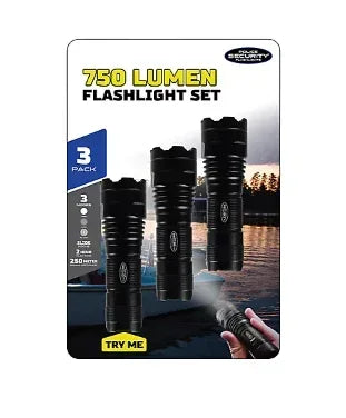 Police Security 750 Lumen Flashlights, 3 pk.