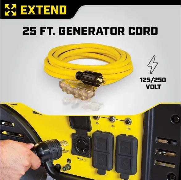 Champion 25-Foot 30-Amp 125/250-Volt Fan-Style Generator Extension Cord (L14-30P to four 5-20R)