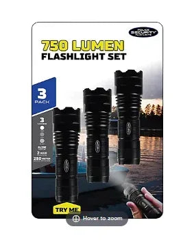 Police Security 750 Lumen Flashlights, 3 pk.