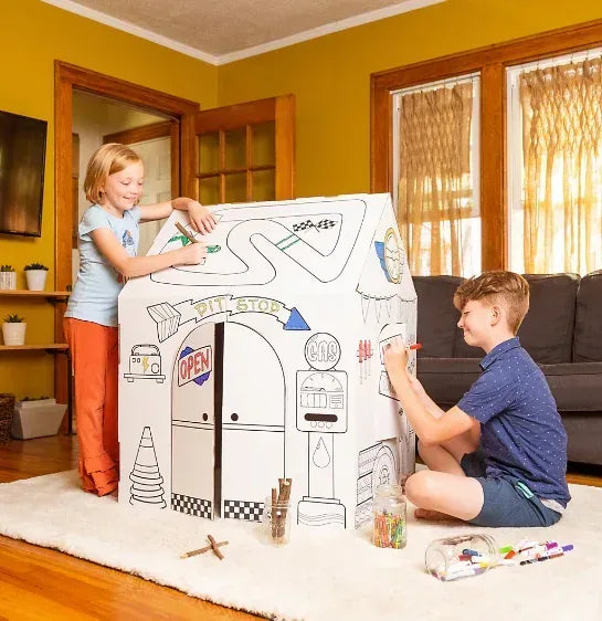 Easy Playhouse Pit Stop Garage Cardboard Playhouse