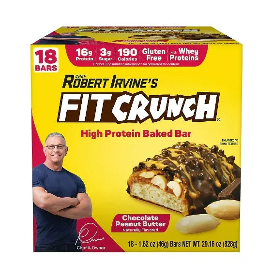 Robert Irvine's Fitcrunch Chocolate Peanut Butter, 16g Protein, 18 ct.