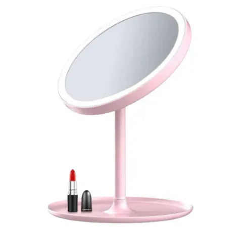 Vanity Beauty Mirror, Round Free-Standing, Non-Slip Base, for Bedroom, Dressing Tables, Makeup, Decorative Desktops (White)