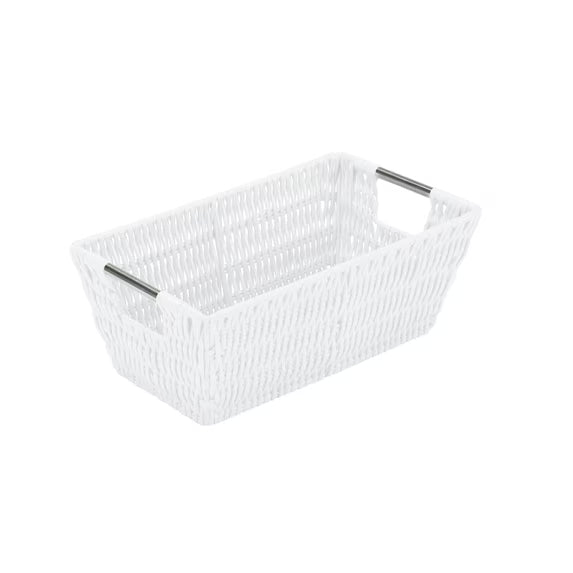 Simplify Small Shelf Rattan Tote Storage Basket in Chocolate