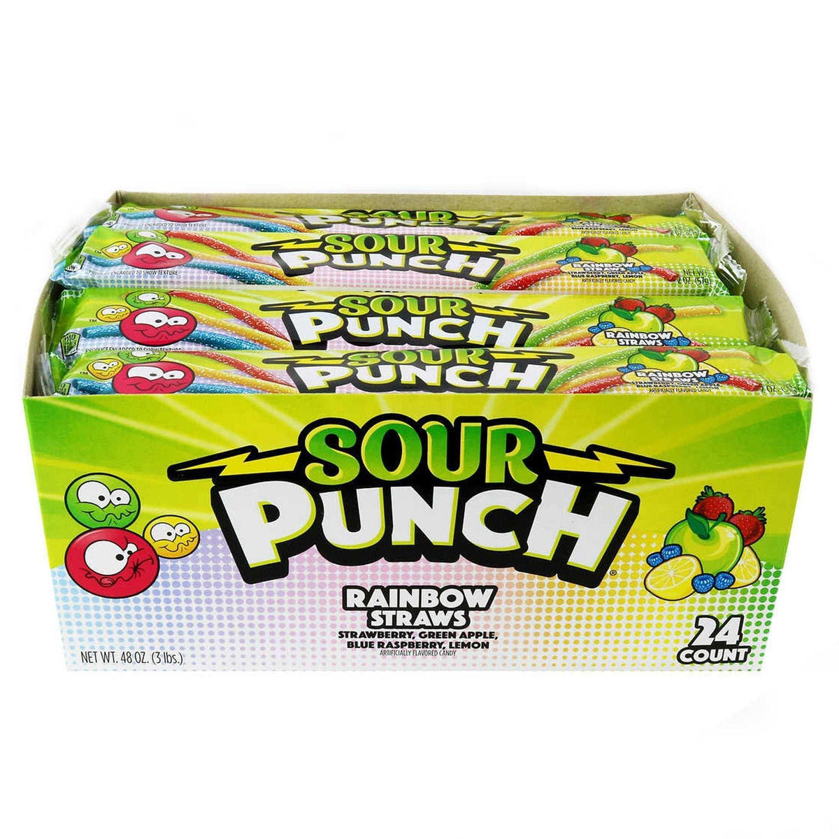 Sour Punch Straws, Rainbow, 2 oz, 24-count