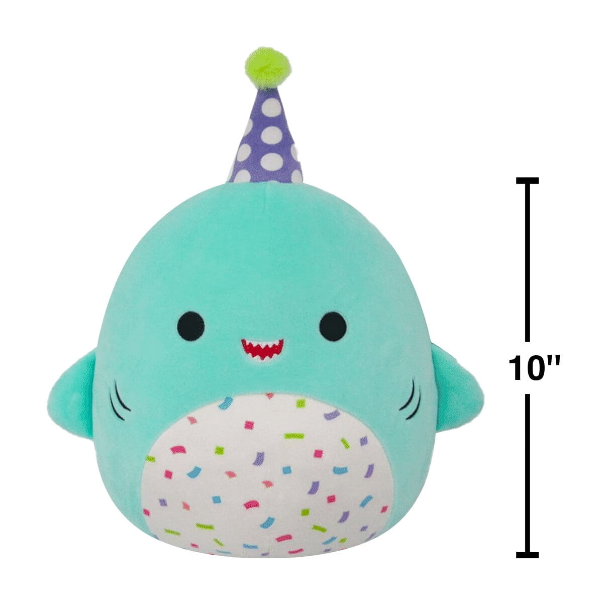 Squishmallows Original 10 inch Sharon the Teal Shark With Party Hat Confetti Belly - Child's Ultra Soft Plush Toy