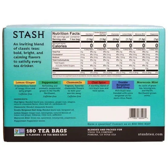 Stash Tea Essentials, Variety Pack, 180-count