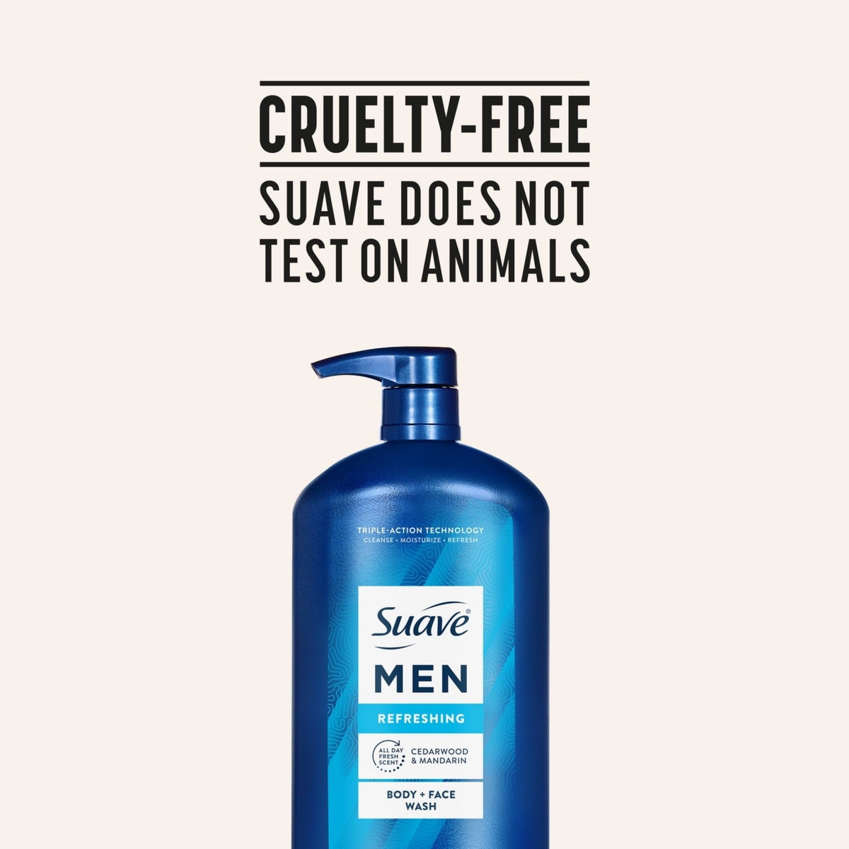 Suave Men Refreshing 2-in-1 Body & Face Wash with Glycerin & Vitamin E, 30 FL OZ
