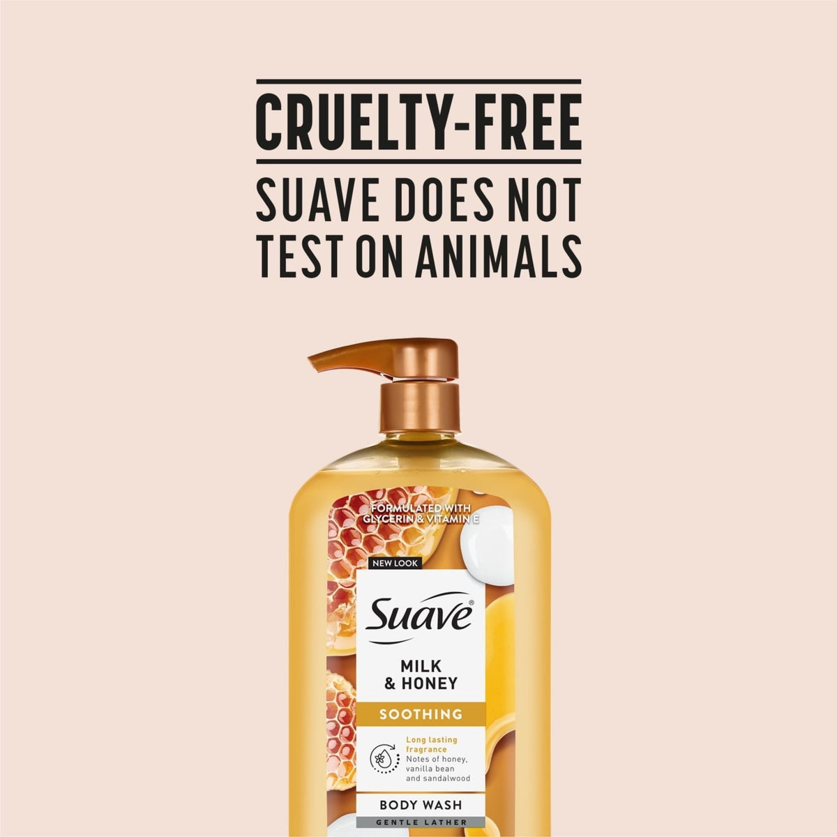 Suave Milk & Honey Moisturizing Body Wash with Glycerin & Vitamin E, 30 FL OZ Pump