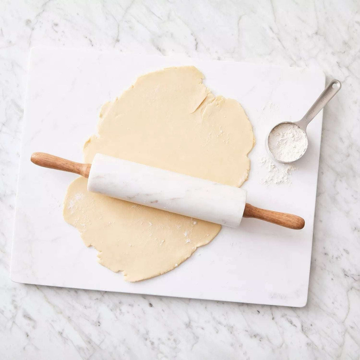 Sur La Table Marble Rolling Pin with Wooden Handles