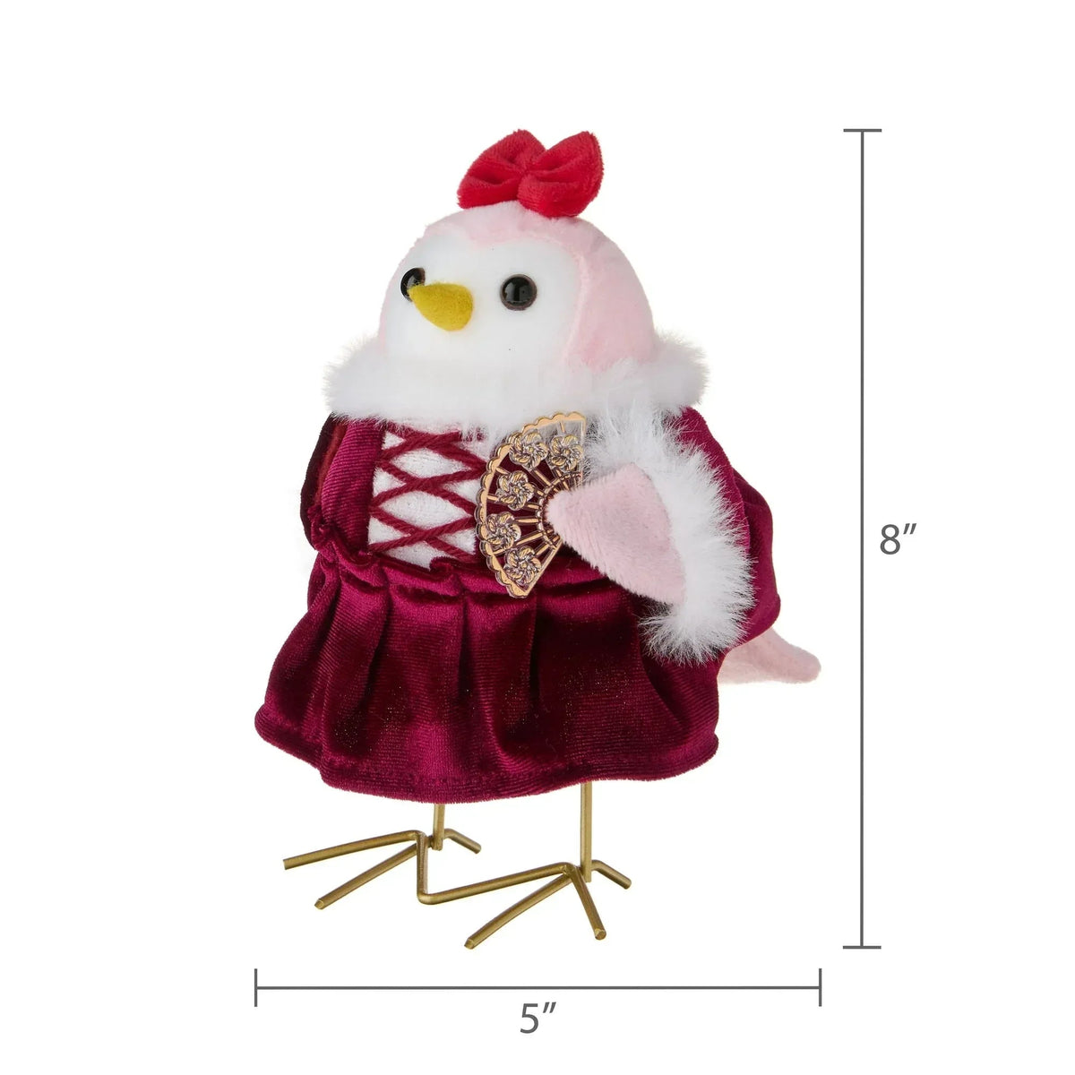 Fabric Bird with Fan Tabletop Decoration, Multicolor, 7", Valentine's Day by Way To Celebrate