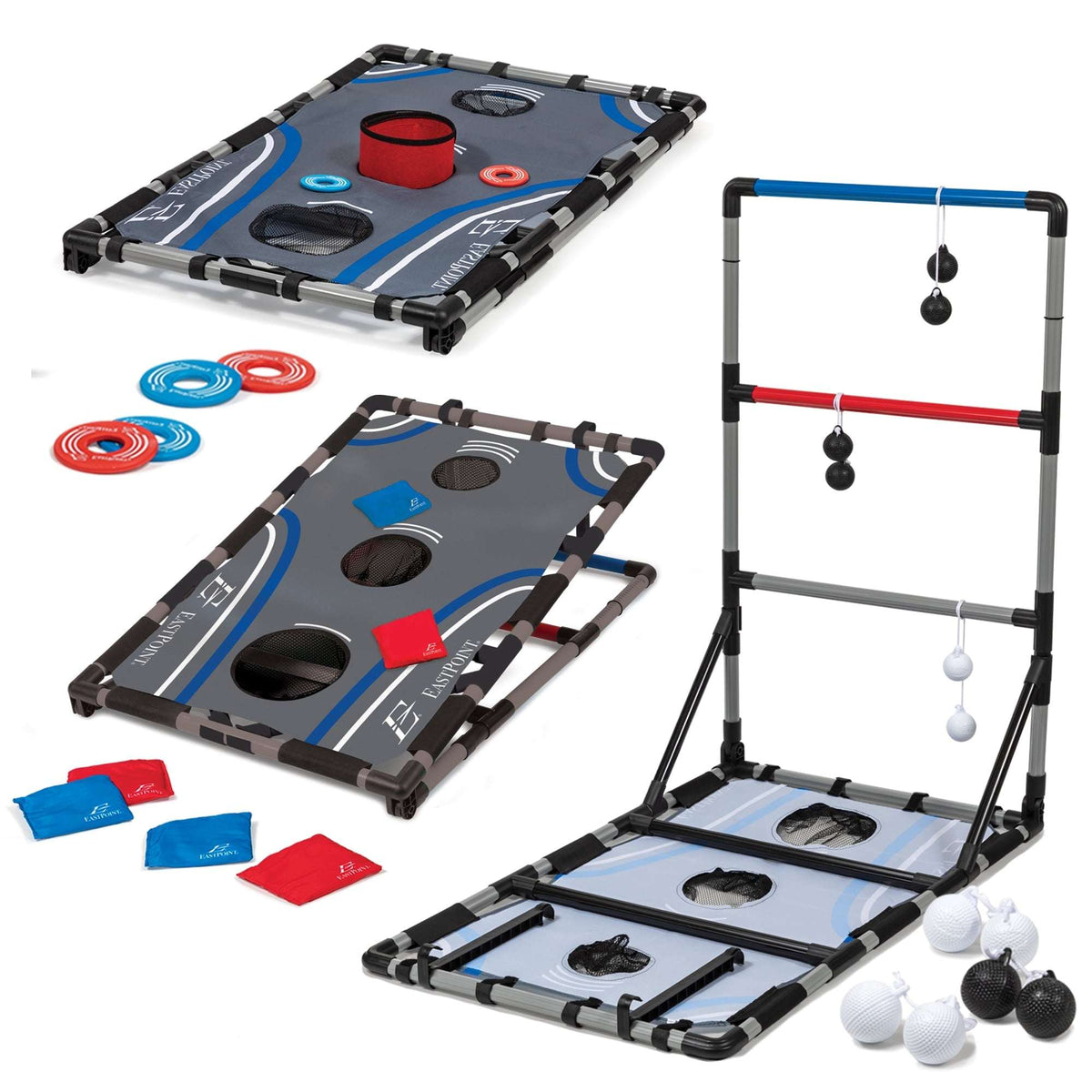 EastPoint Sports 3-in-1 Tailgate Game Set - Cornhole, Ladderball, Washer Toss