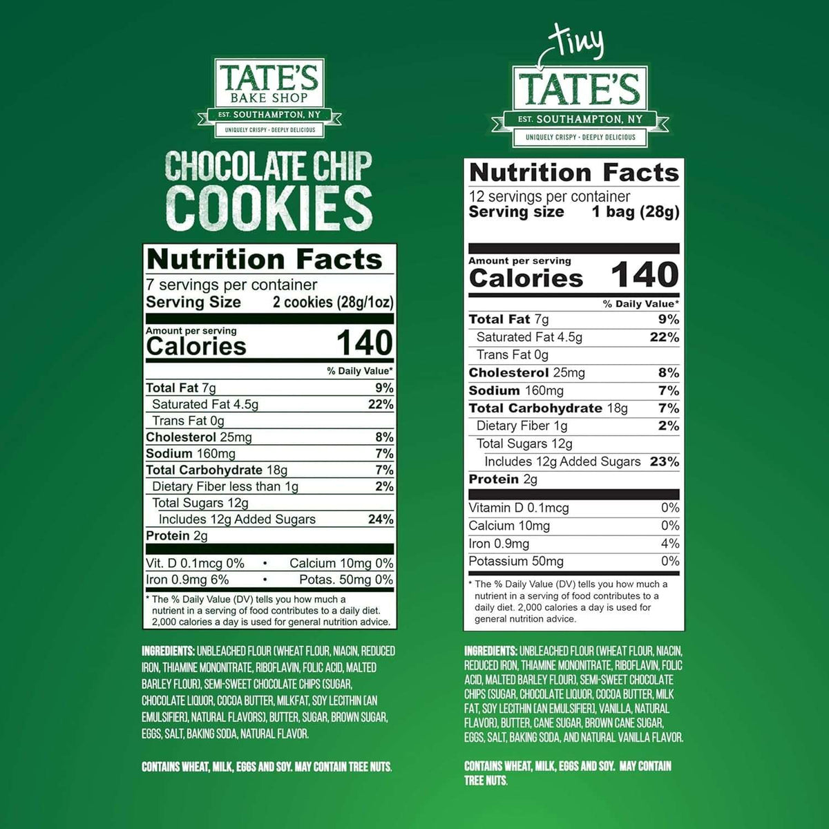 Tate's Bake Shop Chocolate Chip & Tiny Tate's Chocolate Chip Cookies Variety Pack, 5 Bags
