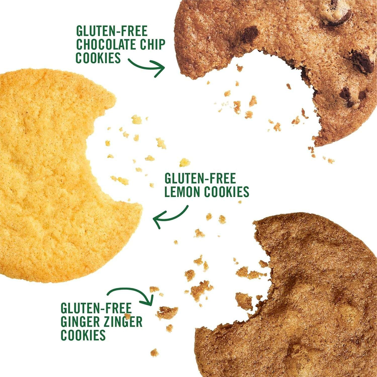 Tate's Bake Shop Gluten Free Cookies Variety Pack Lemon, Ginger Zinger & Chocolate Chip, 3 x 7 oz Bags