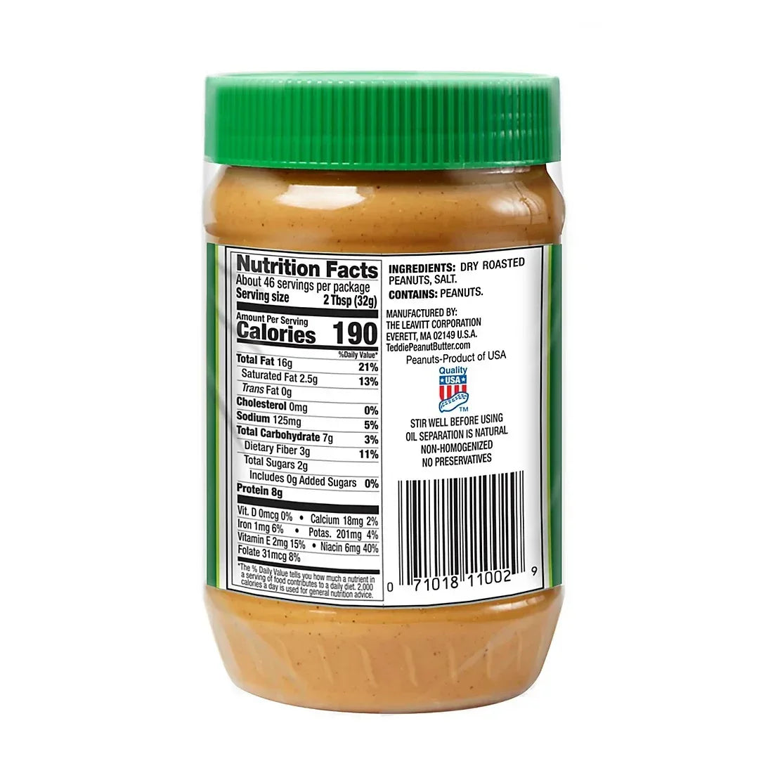 Teddie All Natural Peanut Butter, 2 ct./26 oz.
