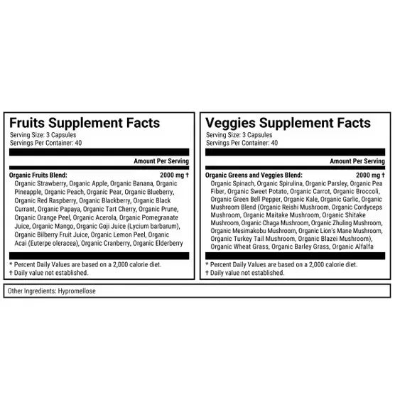 Terra Kai Organics Juce Super Fruits & Veggies, 240 Capsules