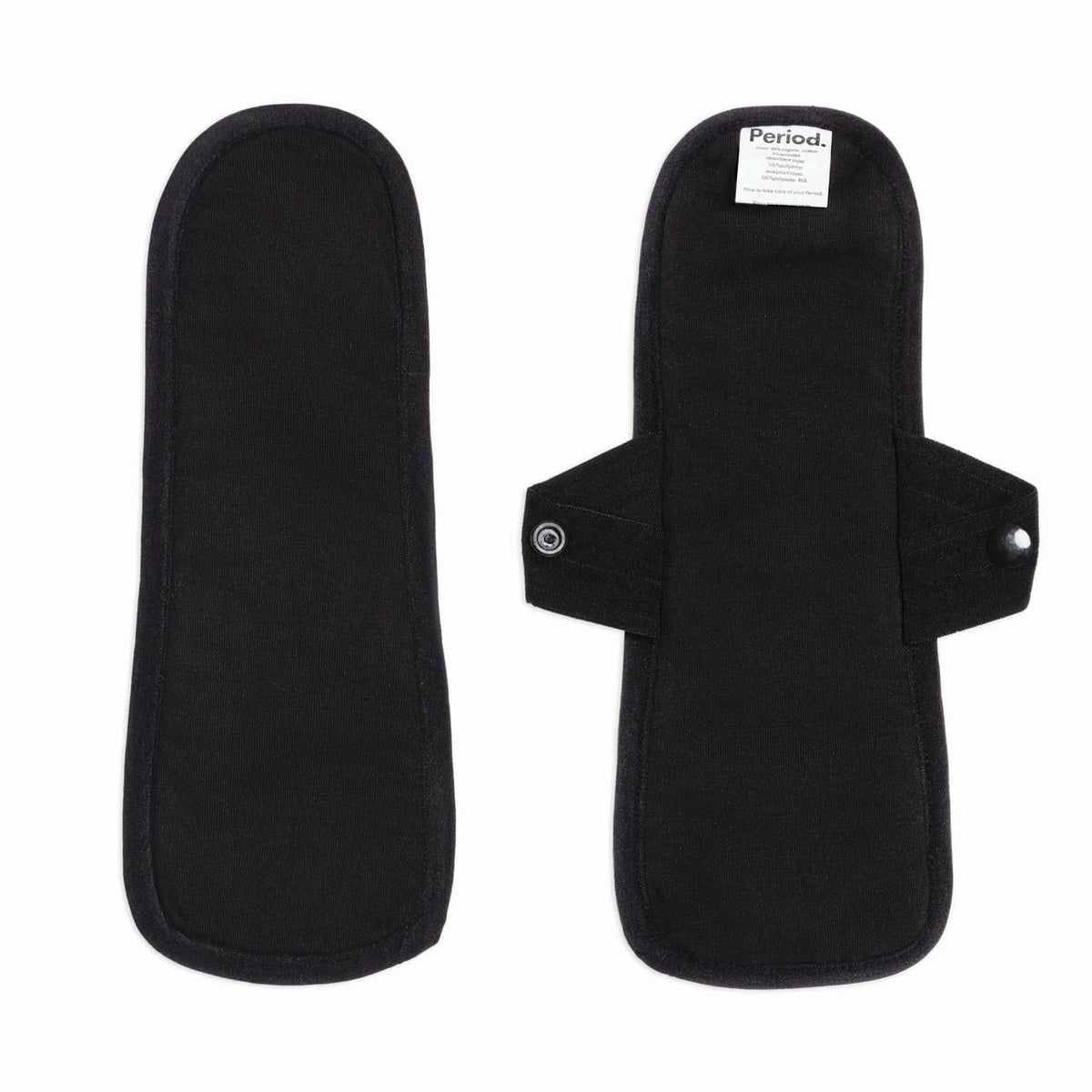 The Period Company. The Reusable Pantyliner in Organic Cotton, Black, 5 Pack