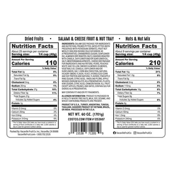 Vacaville Fruit Company, 60 oz. Dried Fruit & Nut Tray