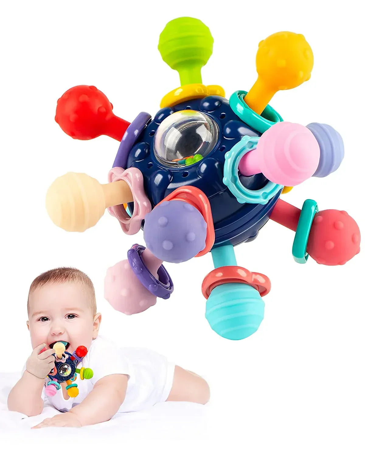 Vanmor Baby Toys Sensory Teething Balls, Baby Teething Toys for Babies 6-12 Months, Baby Teether Rattle Chew Toys, Grasping Activities Infant Toys for 12-18 Months Baby Girl Boys Gift (Red)