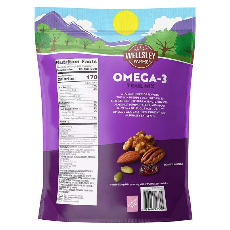 Wellsley Farms Omega-3 Trail Mix, 40 oz.