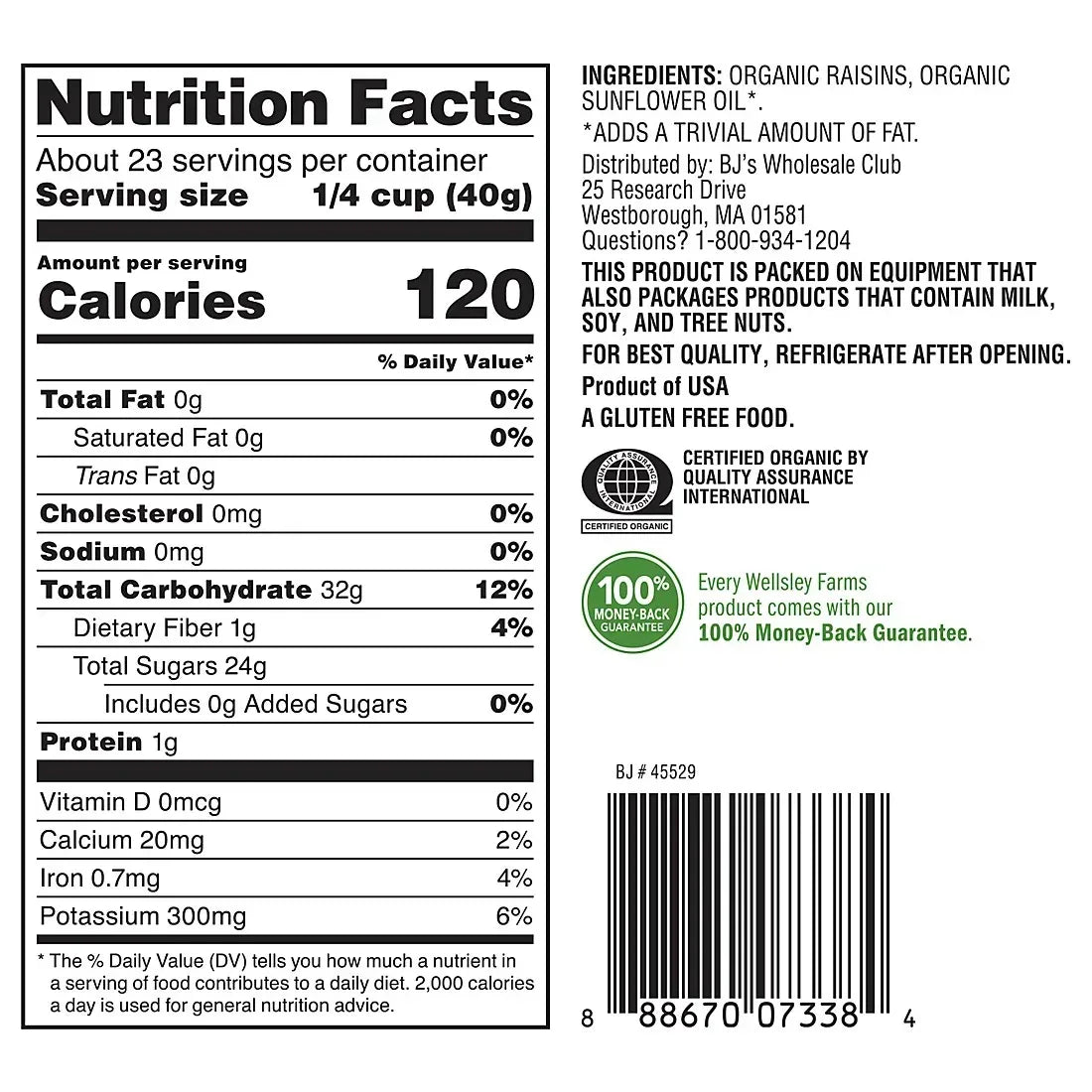 Wellsley Farms Organic Raisins, 2 lbs.