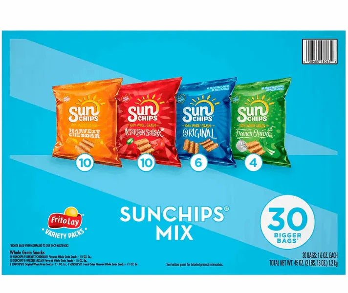 SunChips Whole Grain Chips, Variety Pack, 1.5 oz (30-pk)